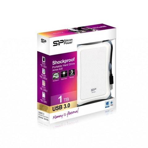 Silicon Power Armor A30 1TB 2.5 ", USB 3.1, White Silicon Power Armor A30 1TB 2.5 ", USB 3.1, White