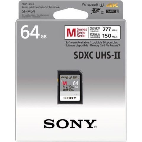 Sony 64GB SF-M Series SDXC Class10 UHS-II U3 V60 Tough Memory Card Sony 64GB SF-M Series SDXC Class10 UHS-II U3 V60 Tough Memory Card