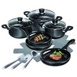 Stoneline Ceramic Cookware Set of 14 15710 3 pans; 3 pots; 3 lids, Black, Lid included