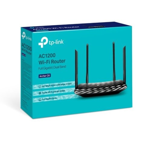 TP-LINK Router Archer C6 802.11ac, 300+867 Mbit/s, 10/100/1000 Mbit/s, Ethernet LAN (RJ-45) ports 4, MU-MiMO Yes, Antenna type 4 TP-LINK Router Archer C6 802.11ac, 300+867 Mbit/s, 10/100/1000 Mbit/s, Ethernet LAN (RJ-45) ports 4, MU-MiMO Yes, Antenna type 4
