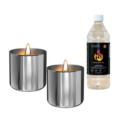 Tenderflame Gift Set, 2 Tabletop burners + 0,5 L fuel, Lilly 8 cm Silver Tenderflame Gift Set, 2 Tabletop burners + 0,5 L fuel, Lilly 8 cm Silver