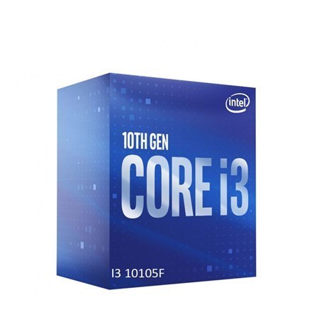 Intel i3-10105F, 3.7 GHz, LGA1200, Processor threads 8, Packing Retail, Processor cores 4, Component for PC