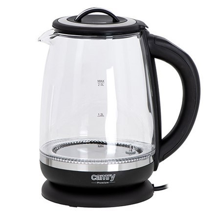 Camry Kettle CR 1290 Standard, 2200 W, 2 L, Plastic/glass, Black/Transparent, 360° rotational base Camry Kettle CR 1290 Standard, 2200 W, 2 L, Plastic/glass, Black/Transparent, 360° rotational base