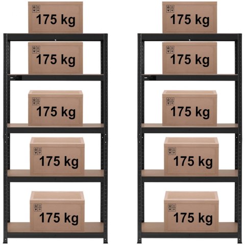 Regał magazynowy metalowy 5 półek 875 kg 90 x 40 x 180 cm szaroniebieski 2 szt. Regał magazynowy metalowy 5 półek 875 kg 90 x 40 x 180 cm szaroniebieski 2 szt.
