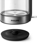 Philips Kettle HD9339/80 Electric, 2200 W, 1.7 L, Stainless steel/Glass, 360° rotational base, Black/Silver