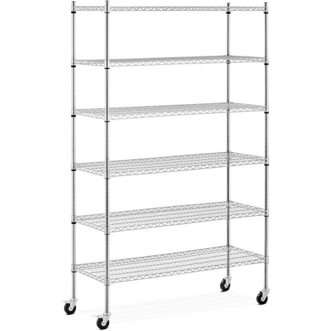 Regał magazynowy druciany ażurowy na kółkach 6 półek do 90 kg 120x45x189 cm Regał magazynowy druciany ażurowy na kółkach 6 półek do 90 kg 120x45x189 cm