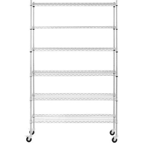 Regał magazynowy druciany ażurowy na kółkach 6 półek do 90 kg 120x45x189 cm Regał magazynowy druciany ażurowy na kółkach 6 półek do 90 kg 120x45x189 cm