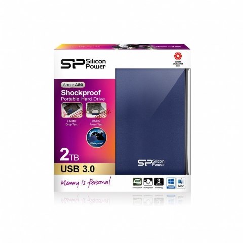 Silicon Power Armor A80 2TB 2.5 ", USB 3.1, Blue Silicon Power Armor A80 2TB 2.5 ", USB 3.1, Blue