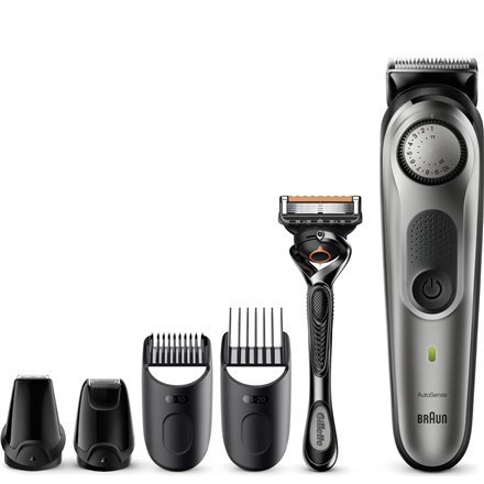 Braun Beard Trimmer BT7320 Cordless and corded, Operating time (max) 100 min, Number of length steps 39, Li-Ion, Black/Silver Braun Beard Trimmer BT7320 Cordless and corded, Operating time (max) 100 min, Number of length steps 39, Li-Ion, Black/Silver