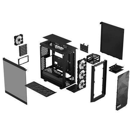 Fractal Design Meshify 2 Compact Lite RGB Black TG Light, Mid-Tower, Power supply included No Fractal Design Meshify 2 Compact Lite RGB Black TG Light, Mid-Tower, Power supply included No