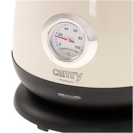 Camry Kettle with a thermometer CR 1344 Electric, 2200 W, 1.7 L, Stainless steel, 360° rotational base, Cream Camry Kettle with a thermometer CR 1344 Electric, 2200 W, 1.7 L, Stainless steel, 360° rotational base, Cream