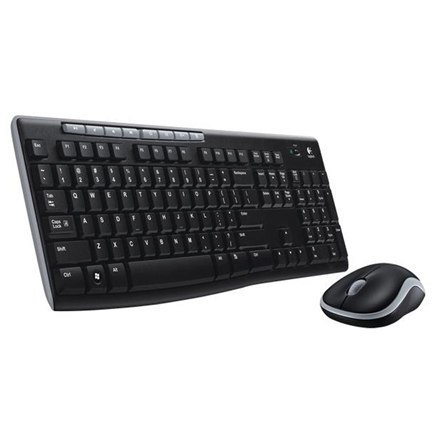 Logitech MK270 Wireless Keyboard+Mouse, Black, Silver, Mouse included, English, Numeric keypad, USB