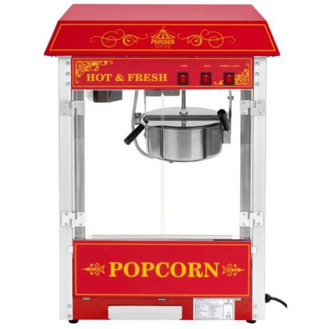 Profesjonalna wydajna maszyna do popcornu mobilna na wózku 230V 1.6kW czerwona Profesjonalna wydajna maszyna do popcornu mobilna na wózku 230V 1.6kW czerwona