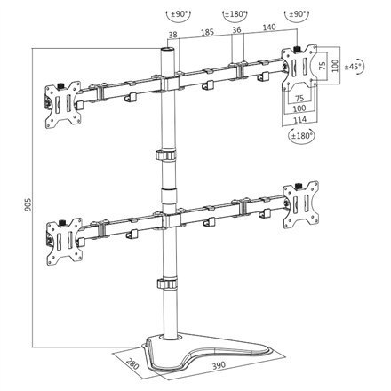 Logilink BP0046 Quad Monitor Desk Stand 13"-32'' Logilink Desk Mount, BP0046, 13-32 ", Maximum weight (capacity) Carrying capac Logilink BP0046 Quad Monitor Desk Stand 13"-32'' Logilink Desk Mount, BP0046, 13-32 ", Maximum weight (capacity) Carrying capac