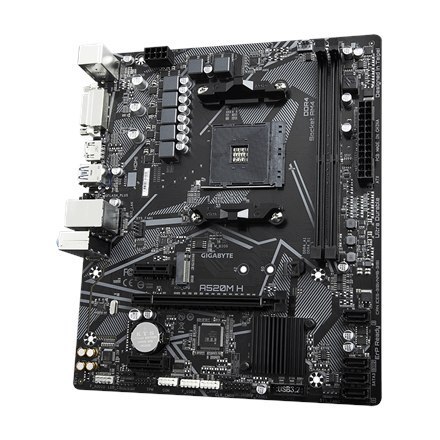 Gigabyte A520M H 1.0 Processor family AMD, Processor socket AM4, DDR4 DIMM, Memory slots 2, Chipset AMD A, Micro ATX Gigabyte A520M H 1.0 Processor family AMD, Processor socket AM4, DDR4 DIMM, Memory slots 2, Chipset AMD A, Micro ATX