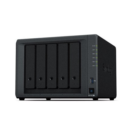 Synology DiskStation DS1522+ 5-bay R1600, Processor frequency 2.6 GHz, 8 GB, DDR4, 4x RJ-45 1GbE LAN; 2x USB 3.2 Gen 1; 2x eSATA