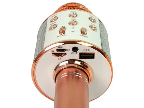 Mikrofon Bezprzewodowy USB Głośnik Nagrywanie Karaoke Model WS-858 Różowe Złoto Mikrofon Bezprzewodowy USB Głośnik Nagrywanie Karaoke Model WS-858 Różowe Złoto