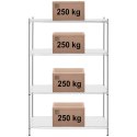 Regał warsztatowy druciany 4 półki + 4 maty do 1 t 1000 kg 120x60x180 cm