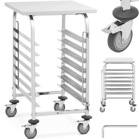 Wózek kelnerski cateringowy z półką do transportu 7 tac 60 x 60 cm z półką Wózek kelnerski cateringowy z półką do transportu 7 tac 60 x 60 cm z półką