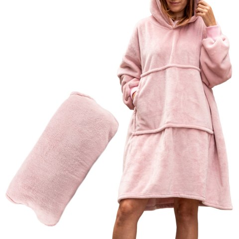 Bluzair Bluza Koc Hoodie Oversize Polska Różowy Bluzair Bluza Koc Hoodie Oversize Polska Różowy