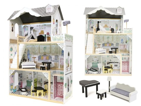 Domek dla lalek drewniany MDF + mebelki 122cm XXL LED Domek dla lalek drewniany MDF + mebelki 122cm XXL LED