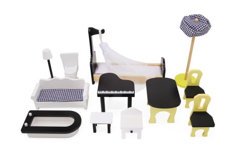 Domek dla lalek drewniany MDF + mebelki 122cm XXL LED Domek dla lalek drewniany MDF + mebelki 122cm XXL LED