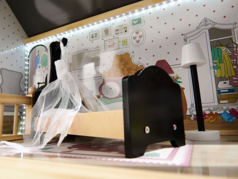 Domek dla lalek drewniany MDF + mebelki 122cm XXL LED Domek dla lalek drewniany MDF + mebelki 122cm XXL LED