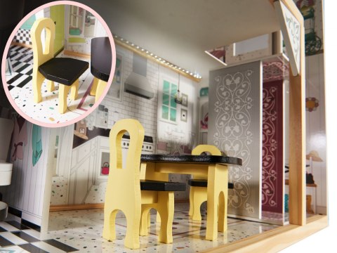 Domek dla lalek drewniany MDF + mebelki 122cm XXL LED Domek dla lalek drewniany MDF + mebelki 122cm XXL LED