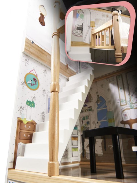 Domek dla lalek drewniany MDF + mebelki 122cm XXL LED Domek dla lalek drewniany MDF + mebelki 122cm XXL LED